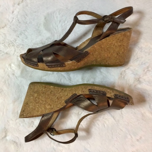Clarks Artisan Alameda Cork Leather Wedge Sandals - Picture 3 of 10